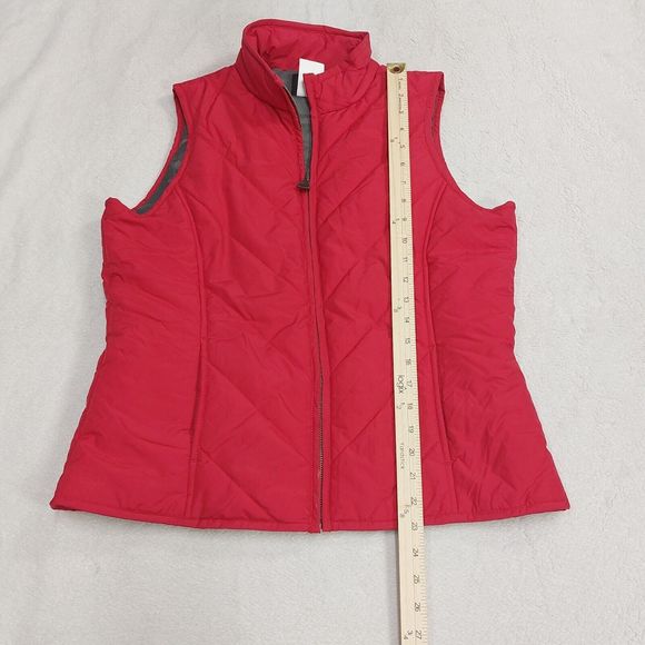 Dickies Women's Puffer Vest Jacket Red Winter Collar Pockets Size Medium - Picture 4 of 8